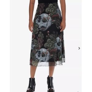 Hot Topic Mushroom Skull Mesh Midi Skirt Women Small Grunge Whimisgoth Y2K Goth